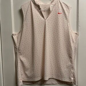 Nike Women's Sleeveless White and Neon Orange Golf Top